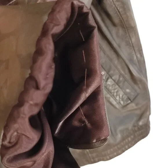 Leather Jacket Women's Large? Brown Zip Front Hand Painted Horses Modified - Picture 6 of 16